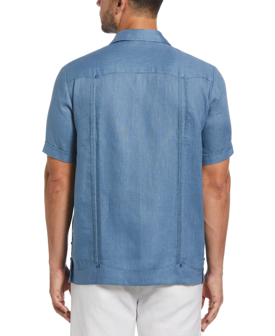 Linen Short Sleeve Guayabera Shirt (Captains Blue) 