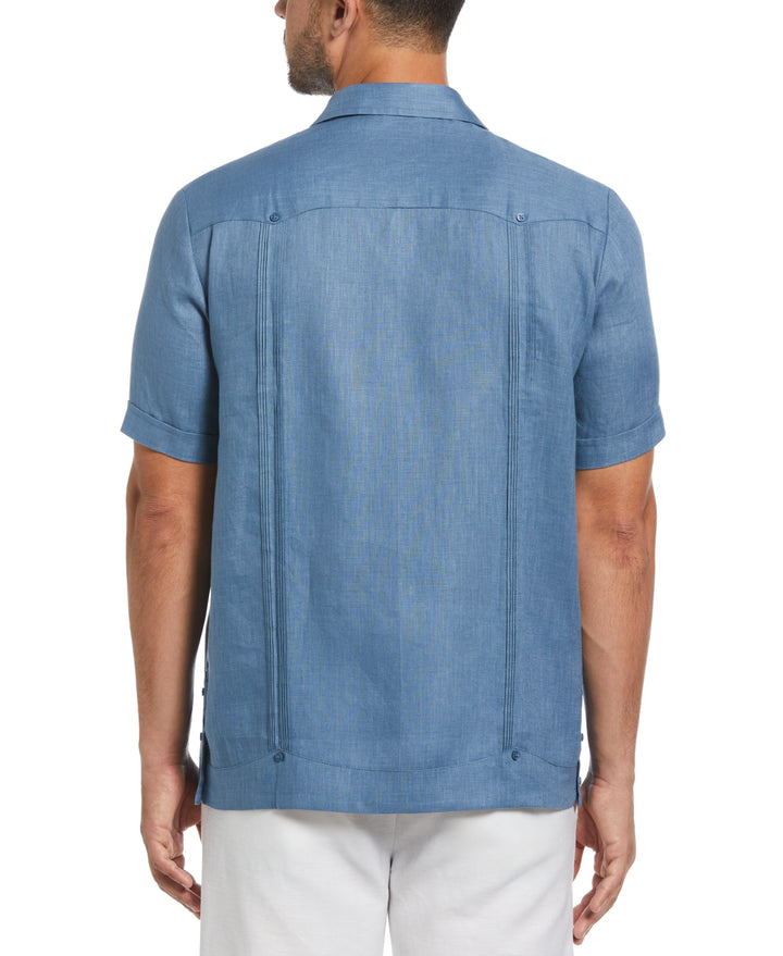 Linen Short Sleeve Guayabera Shirt (Captains Blue) 