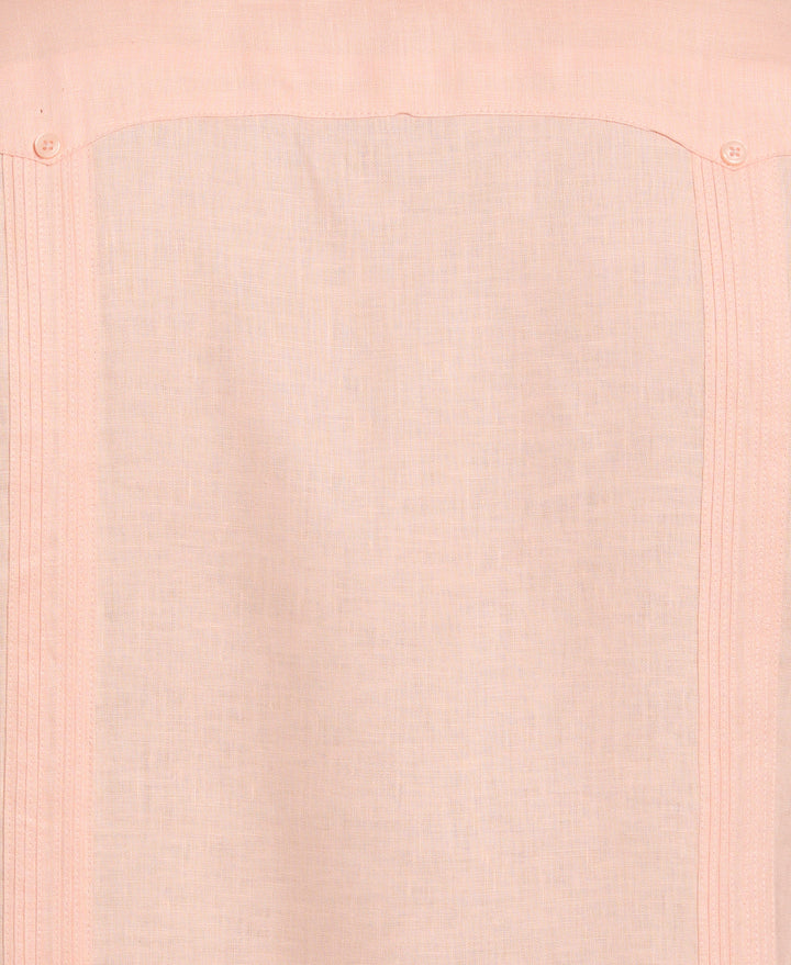 Linen Short Sleeve Guayabera Shirt (Peach Parfait) 