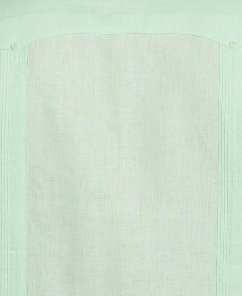100% Linen Classic Guayabera Shirt - Short Sleeve (Pastel Green) 