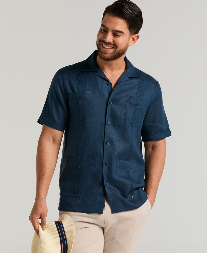 Linen Short Sleeve Guayabera Shirt (Titan) 