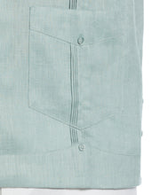 100% Linen Classic Guayabera Shirt - Short Sleeve (Blue Surf) 