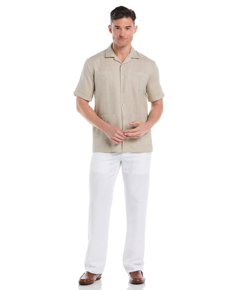 Linen Short Sleeve Guayabera Shirt (Island Fossil) 