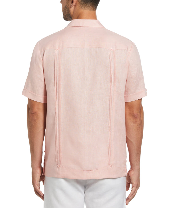Linen Short Sleeve Guayabera Shirt (Silver Pink) 