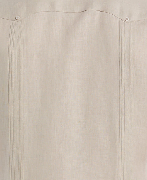 Linen Short Sleeve Guayabera Shirt (Island Fossil) 