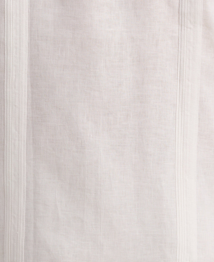 Linen Short Sleeve Guayabera Shirt (Bright White) 