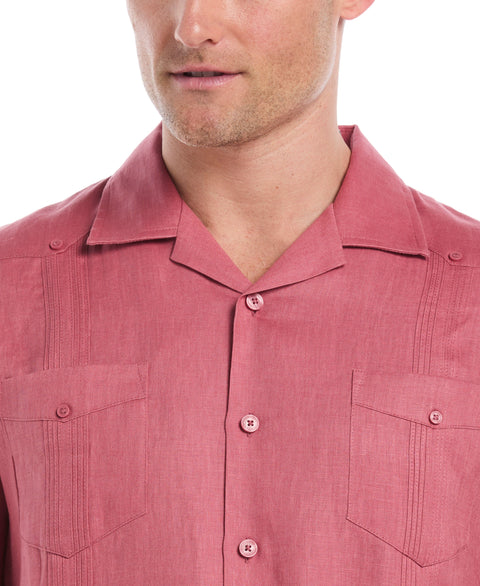 Linen Short Sleeve Guayabera Shirt (Mauvewood) 