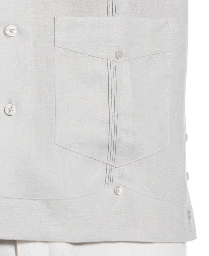 Linen Short Sleeve Guayabera Shirt (Micro Chip) 