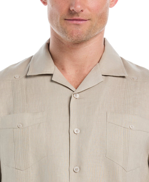 Linen Short Sleeve Guayabera Shirt (Island Fossil) 