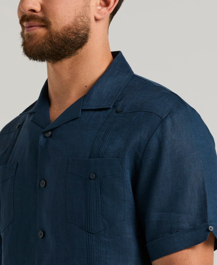 Linen Short Sleeve Guayabera Shirt (Titan) 