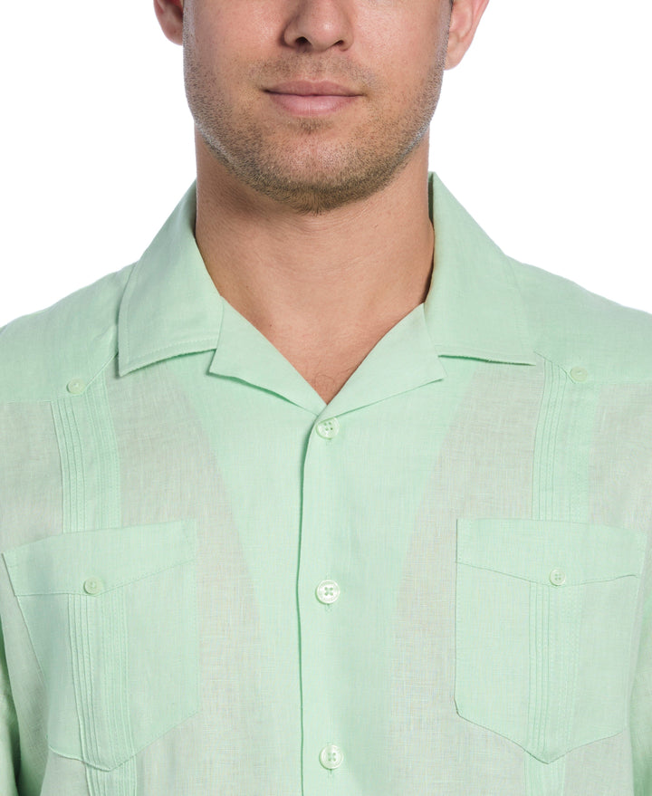 Linen Short Sleeve Guayabera Shirt (Pastel Green) 