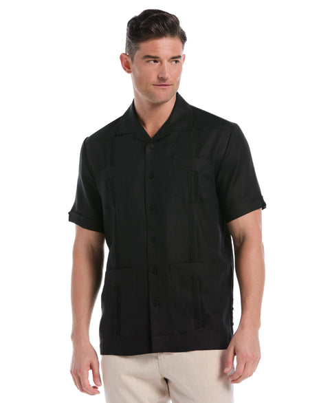 100% Linen Classic Guayabera Shirt - Short Sleeve-Guayaberas-Jet Black-S-Cubavera