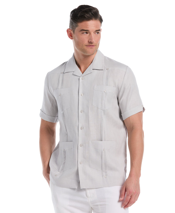Linen Short Sleeve Guayabera Shirt (Micro Chip) 