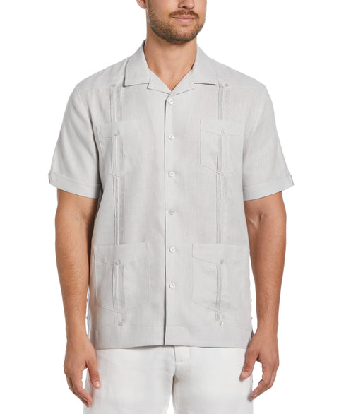 100% Linen Classic Guayabera Shirt - Short Sleeve (Micro Chip) 