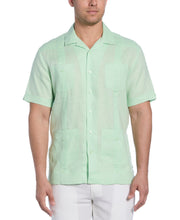 100% Linen Classic Guayabera Shirt - Short Sleeve (Pastel Green) 