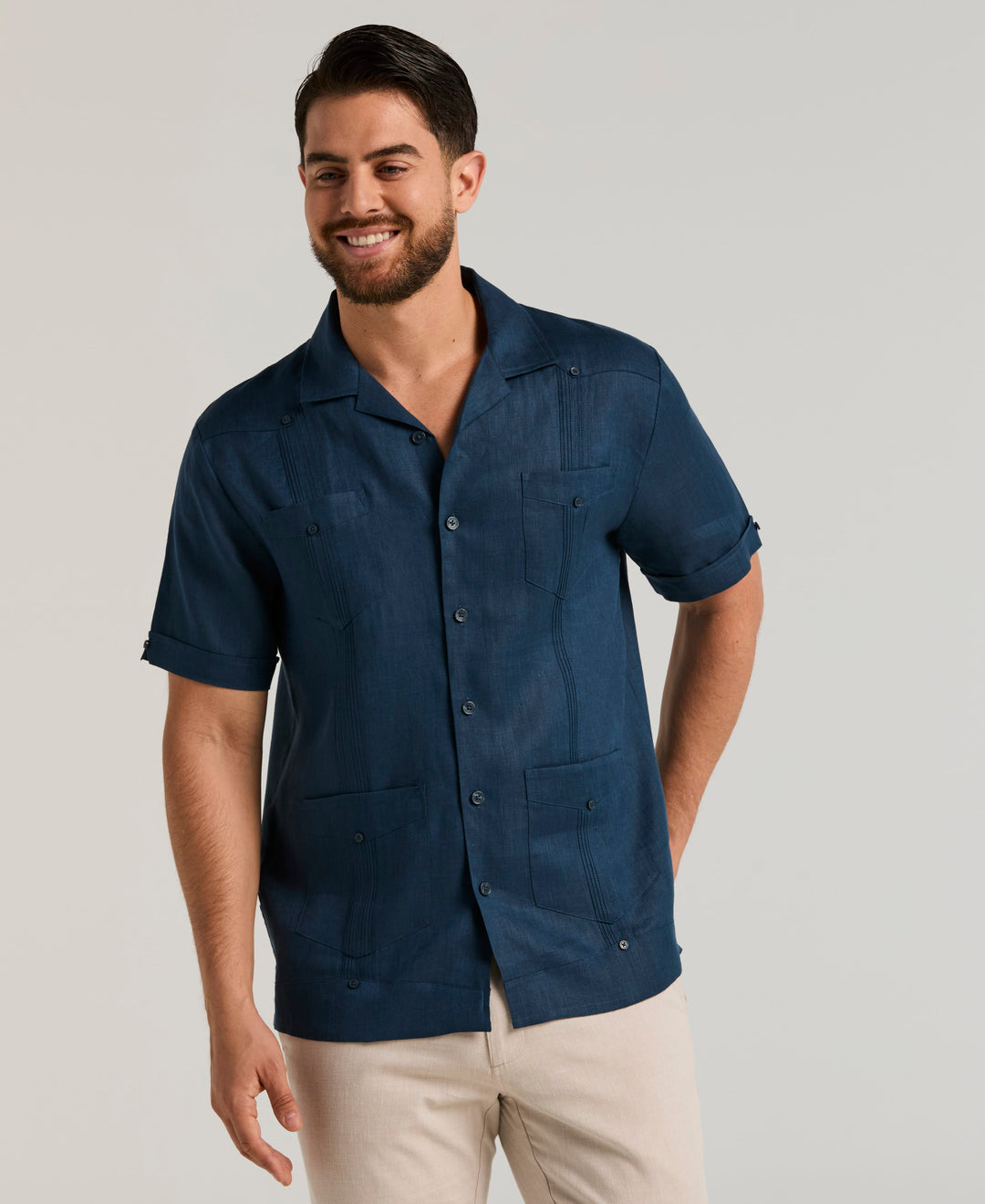 Linen Short Sleeve Guayabera Shirt (Titan) 