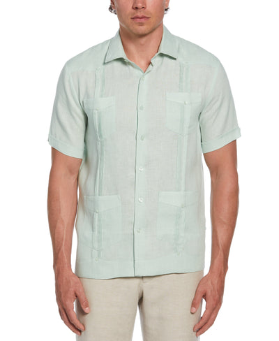 Linen Four-Pocket Guayabera Shirt (Aqua Foam) 