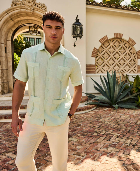 100% Linen Four-Pocket Guayabera Shirt-Guayaberas-Cubavera