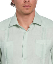 Linen Four-Pocket Guayabera Shirt (Aqua Foam) 