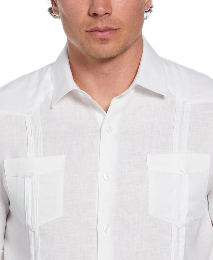 Linen Four-Pocket Guayabera Shirt (Brilliant White) 