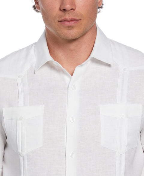 Linen Four-Pocket Guayabera Shirt (Brilliant White) 