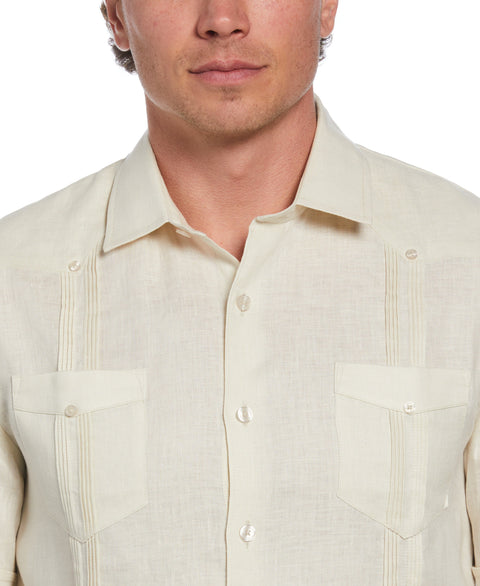 Linen Four-Pocket Guayabera Shirt (Turtledove) 