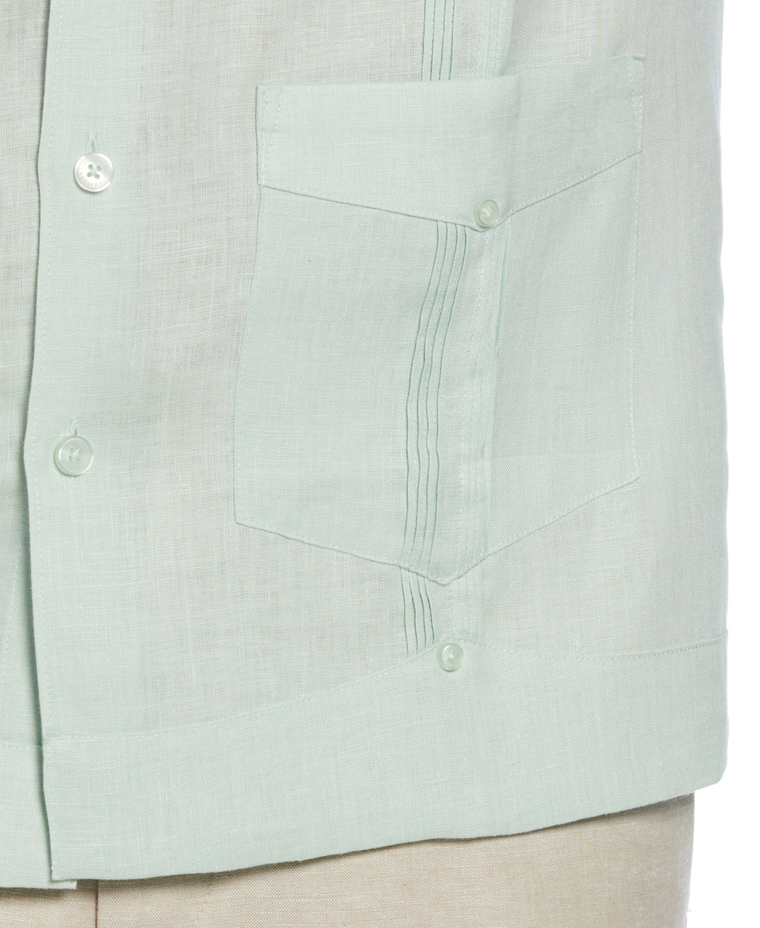 Linen Four-Pocket Guayabera Shirt (Aqua Foam) 