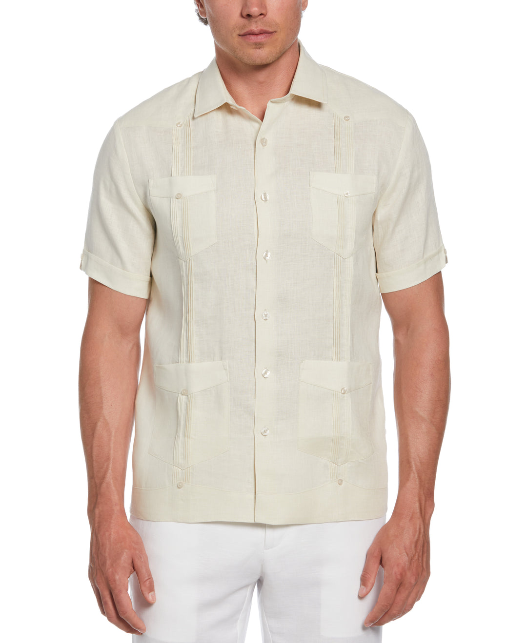 Linen Four-Pocket Guayabera Shirt (Turtledove) 