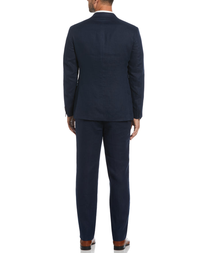 100% Linen Single-Breasted Suit Jacket (Navy) 