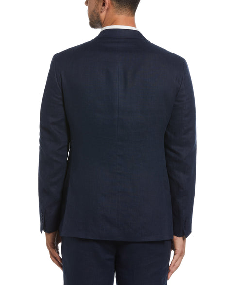 100% Linen Single-Breasted Suit Jacket (Navy) 