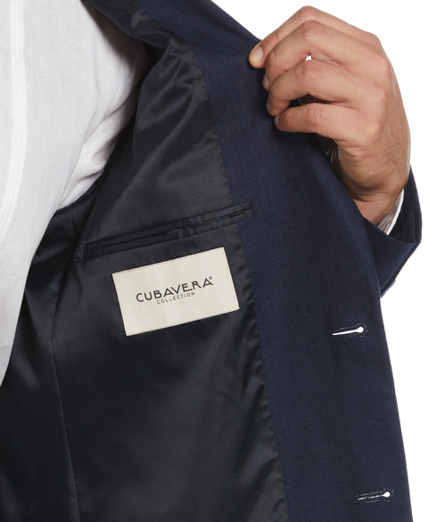 100% Linen Single-Breasted Suit Jacket (Navy) 