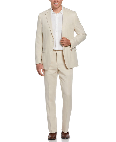 100% Linen Single-Breasted Suit Jacket (Oatmeal) 