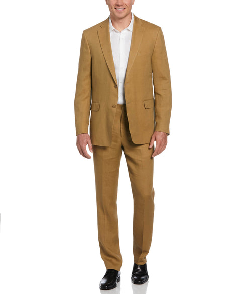 100% Linen Single-Breasted Suit Jacket (Tan) 