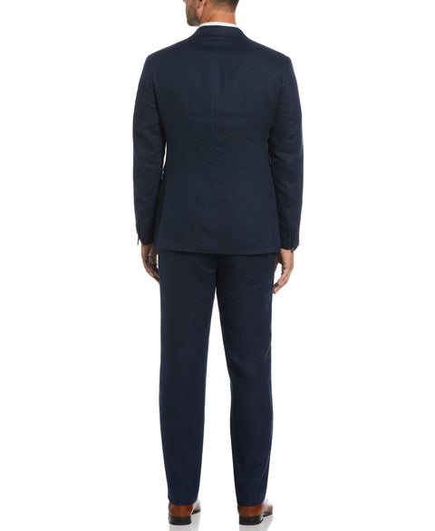 100% Linen Single-Breasted Suit Jacket (Navy) 