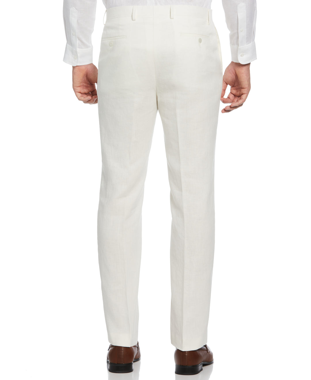100% Linen Solid Flat Front Pant (Cloud Dancer) 