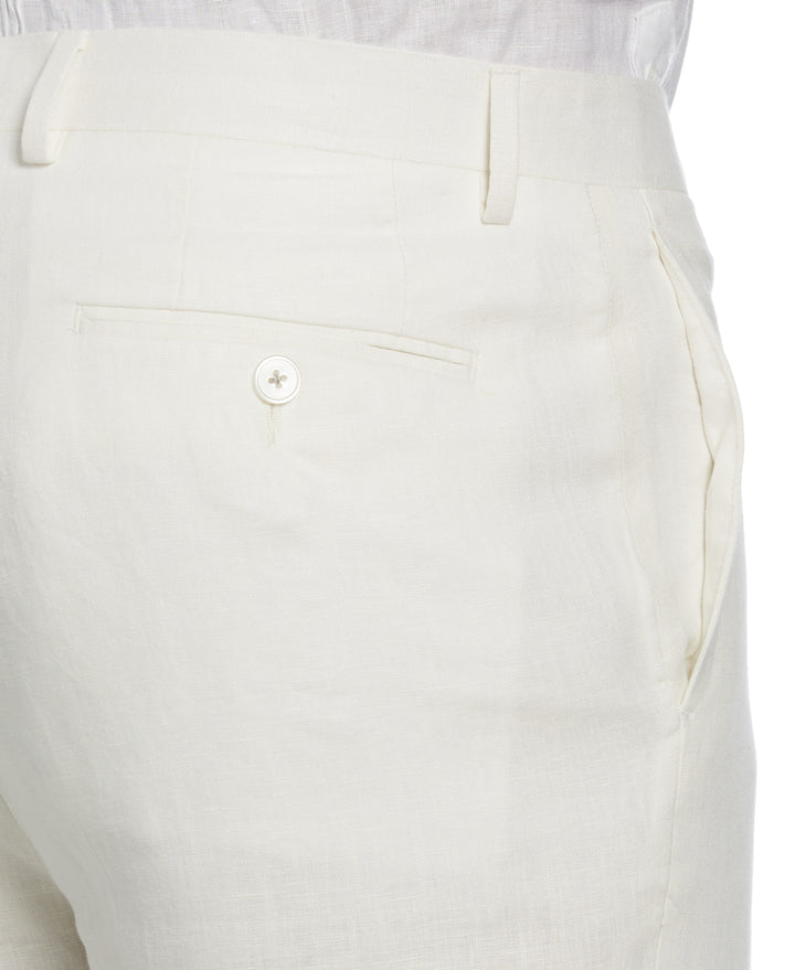 100% Linen Solid Flat Front Pant (Cloud Dancer) 