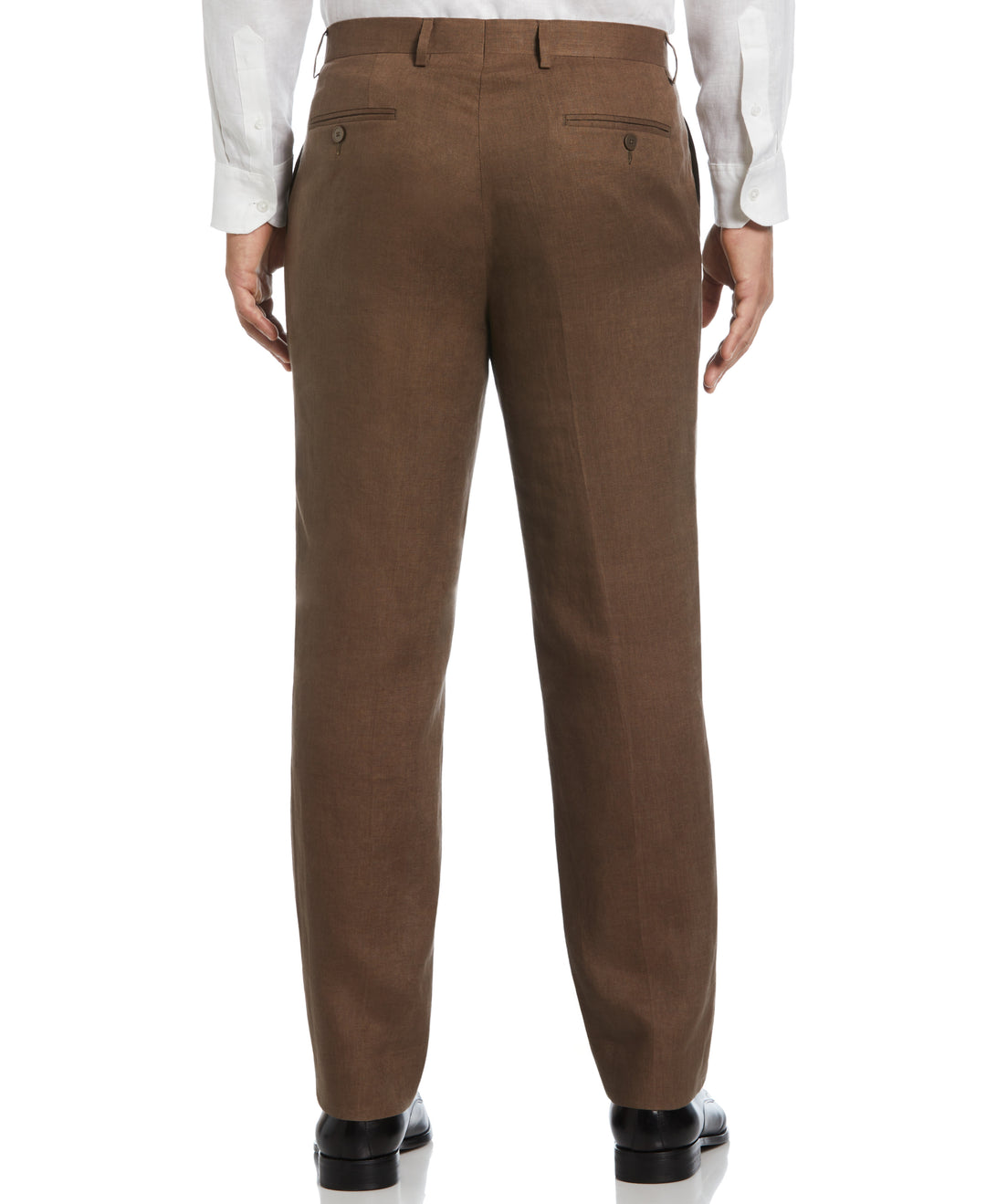100% Linen Solid Flat Front Pant (Cappuccino) 