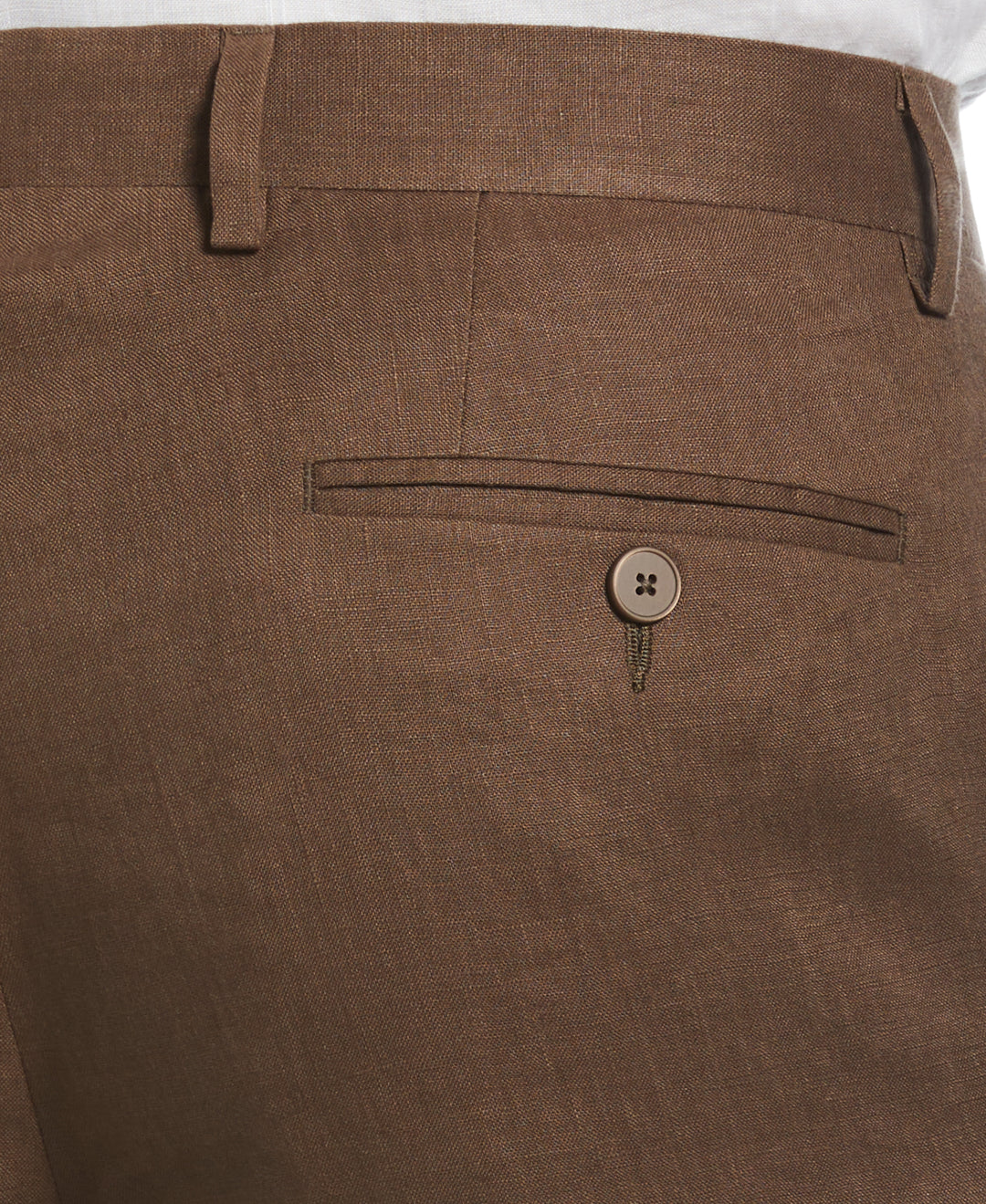 100% Linen Solid Flat Front Pant (Cappuccino) 