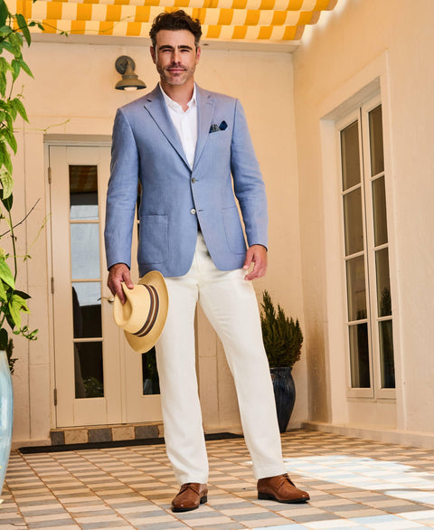 100% Linen Solid Flat Front Pant-Pants-Cubavera Collection