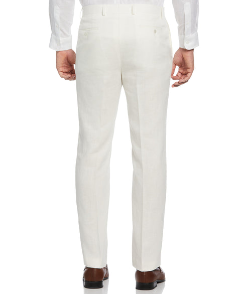 100% Linen Solid Flat Front Pant (Cloud Dancer) 