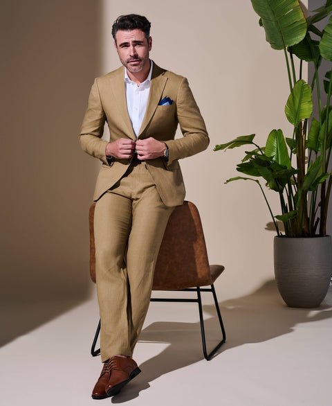 100% Linen Solid Flat Front Pant-Pants-Cubavera Collection