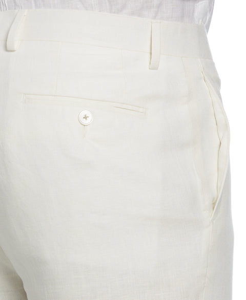 100% Linen Solid Flat Front Pant (Cloud Dancer) 