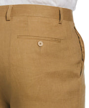 100% Linen Solid Flat Front Pant (Tan) 