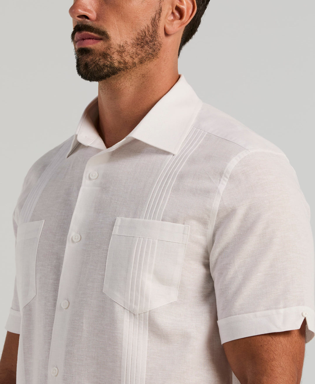 cubavera dress shirts Cubavera Men's No-Pocket Guayabera Short Sleeve Shirt in Reseda, Size Small, Linen Blend