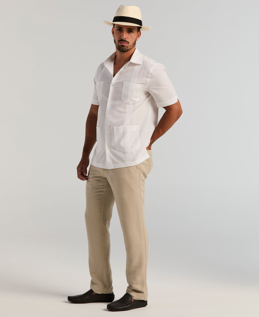 cubavera dress shirts Cubavera Men's Cross Dye Linen Blend Guayabera Short Sleeve Shirt in Ensign Blue, Size Small, Cotton Blend