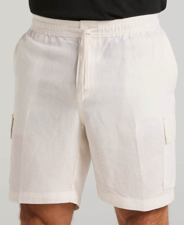 Linen Blend 8" Cargo Short (Brilliant White) 