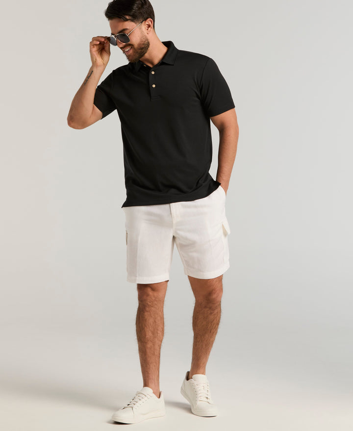 Linen Blend 8" Cargo Short (Brilliant White) 