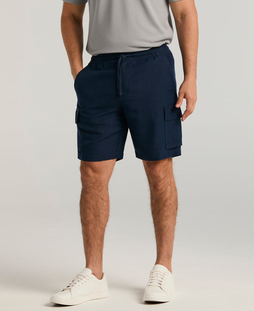 Linen Blend 8" Cargo Short (Dress Blues) 