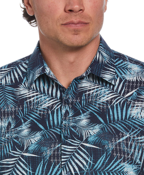 Abstract Geo Leaf Print Shirt (Naval Academy) 