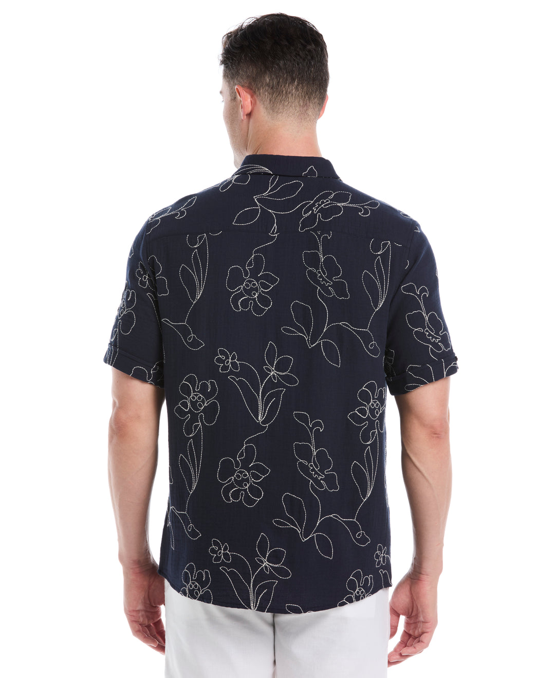 All-Over Embroidered Cotton Shirt (Dress Blues) 